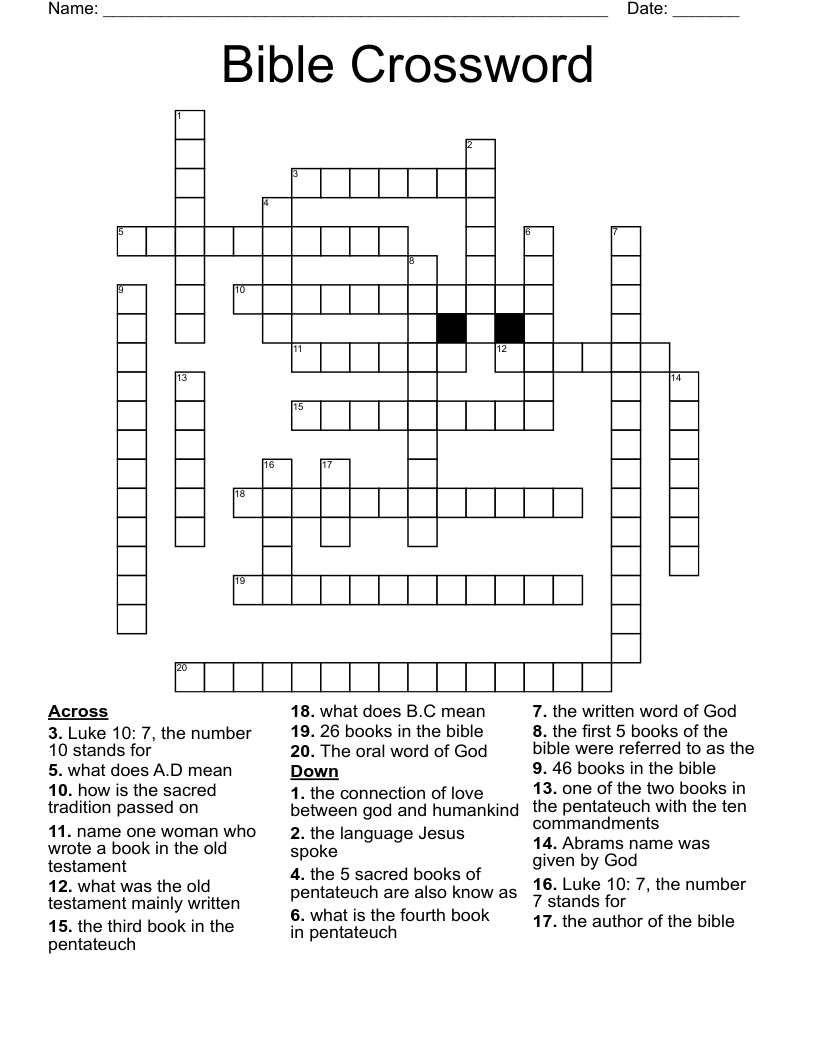 Bible Crossword WordMint Bible Crossword WordMint