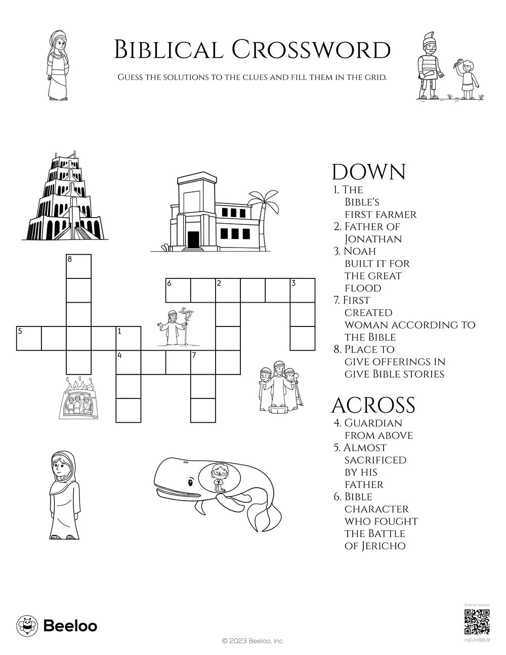 Biblical Crossword Beeloo Printable Crafts And Activities For Kids Biblical Crossword Beeloo Printable Crafts And Activities For Kids