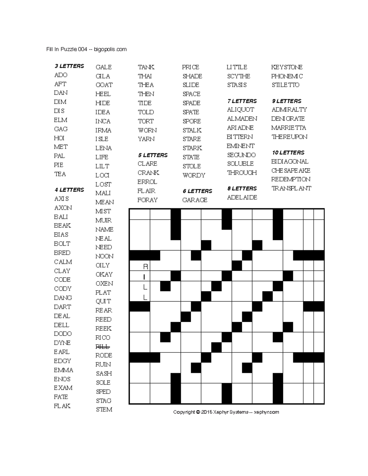Fill In Puzzles Printable Free