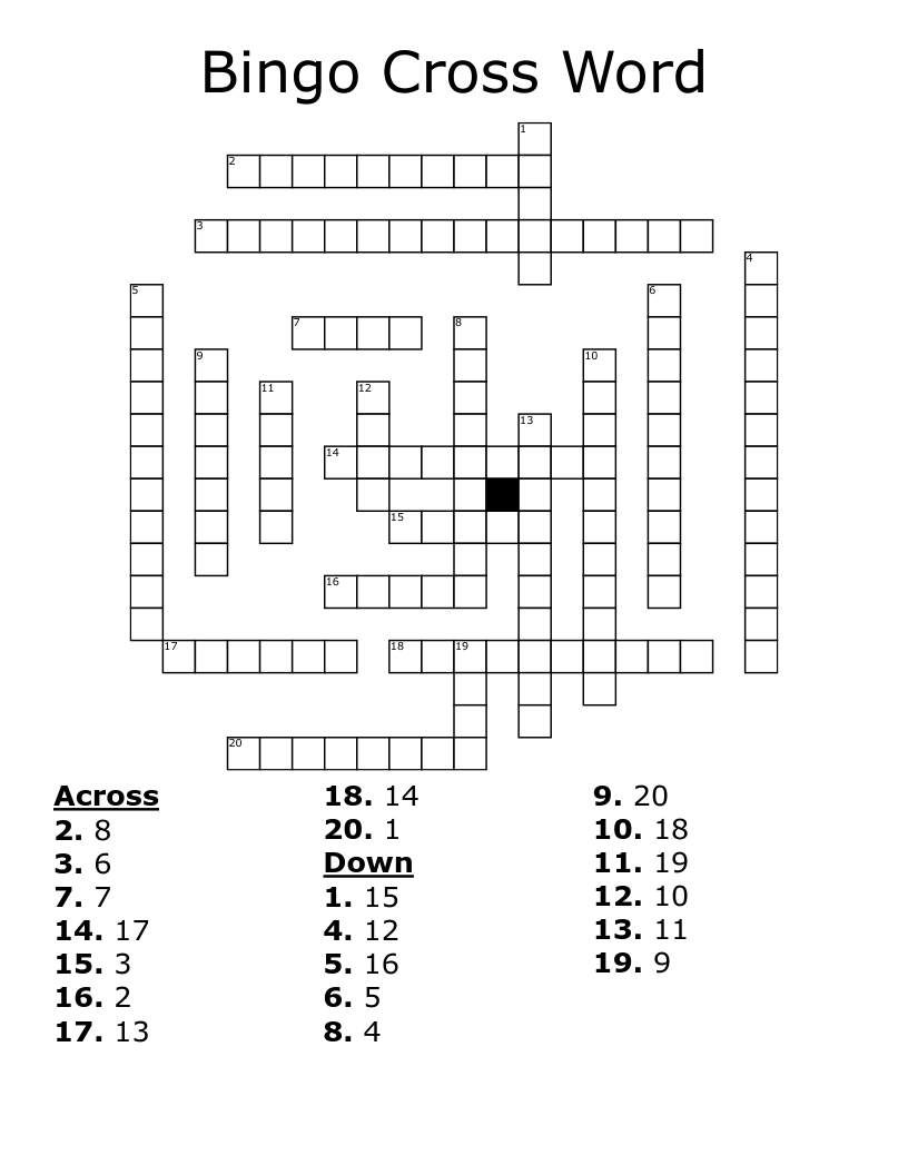 Bingo Cross Word WordMint Bingo Cross Word WordMint