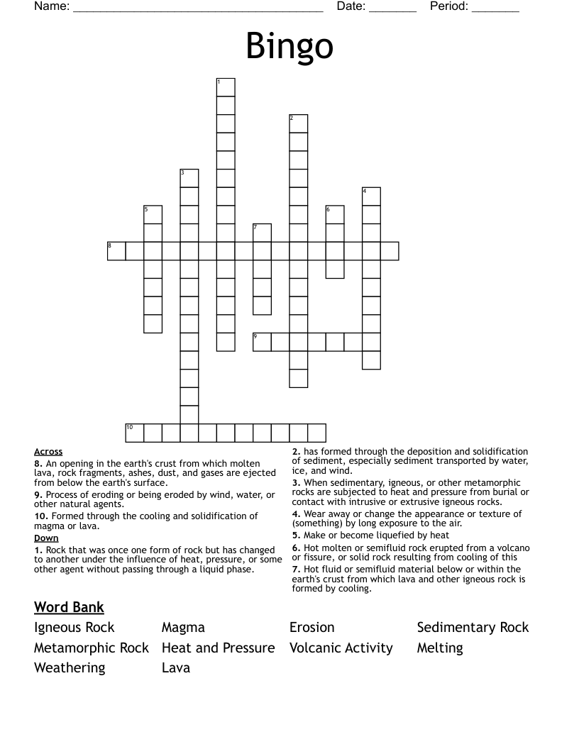 Bingo Crossword WordMint Bingo Crossword WordMint