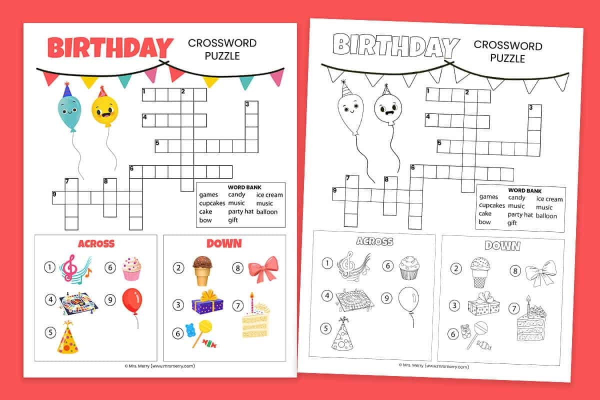 Birthday Crossword Puzzle For Kids Printable Mrs Merry Birthday Crossword Puzzle For Kids Printable Mrs Merry