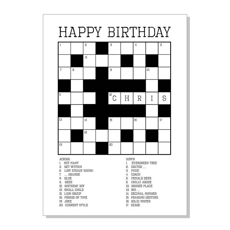 Free Printable Birthday Crossword Puzzles Adult Free Printable Birthday Crossword Puzzles Adult