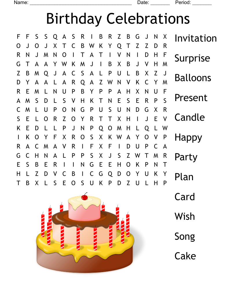 Birthday Crozzle Crossword WordMint Birthday Crozzle Crossword WordMint