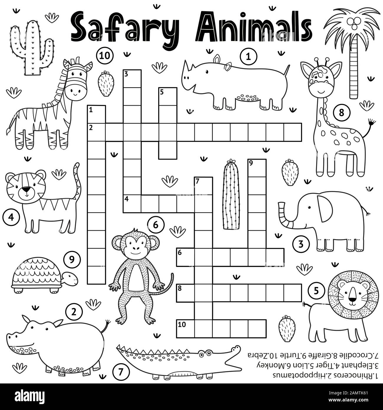 Black And White Crossword Game For Kids With Safari Animals Stock Vector Image Art Alamy Black And White Crossword Game For Kids With Safari Animals Stock Vector Image Art Alamy