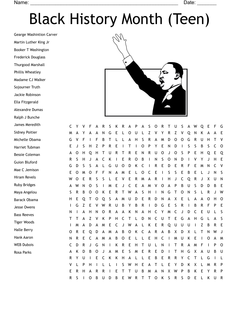 Black History Month Crossword WordMint Black History Month Crossword WordMint