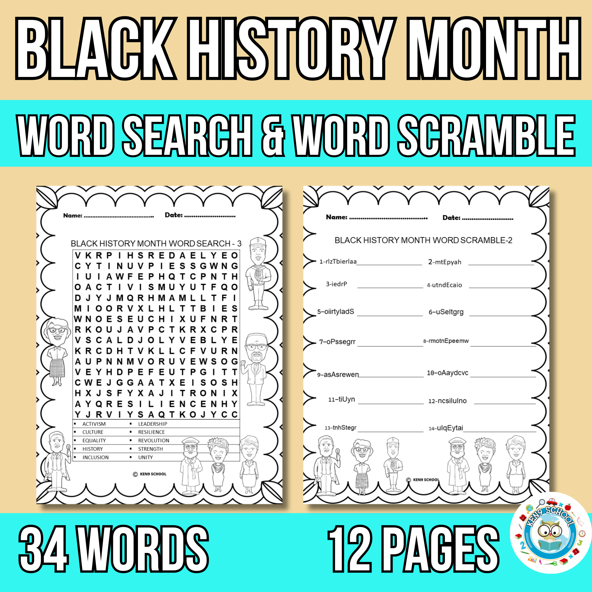 Black History Month Word Search And Word Scramble Puzzles Morning Work Made By Teachers Black History Month Word Search And Word Scramble Puzzles Morning Work Made By Teachers