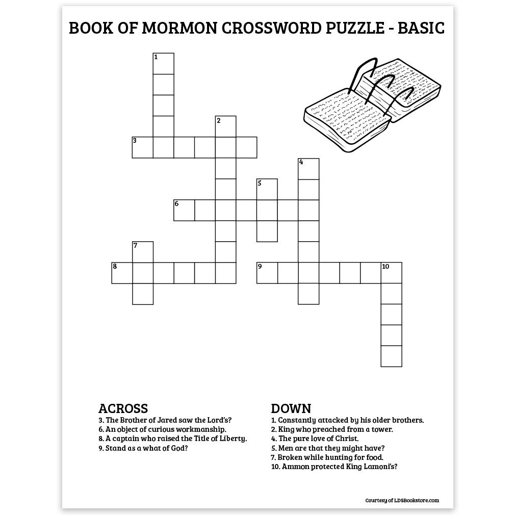 book of mormon crossword puzzle basic book of mormon crossword puzzle basic