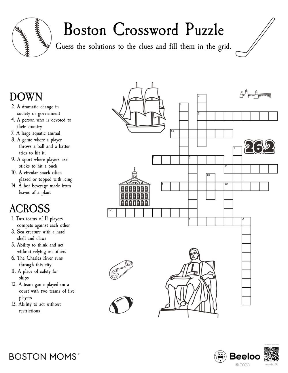 Boston Crossword Puzzle Beeloo Printable Crafts And Activities For Kids