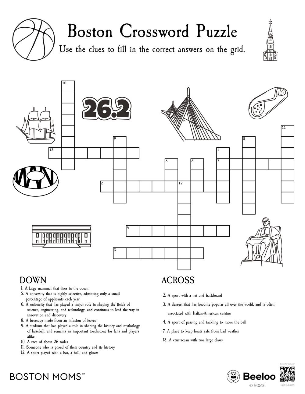 Boston Crossword Puzzle Beeloo Printable Crafts And Activities For Kids