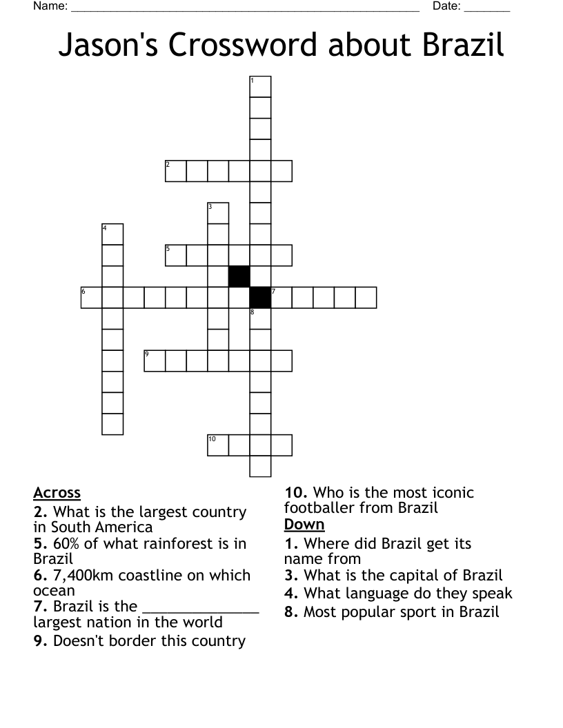 Brazil Crossword WordMint Brazil Crossword WordMint