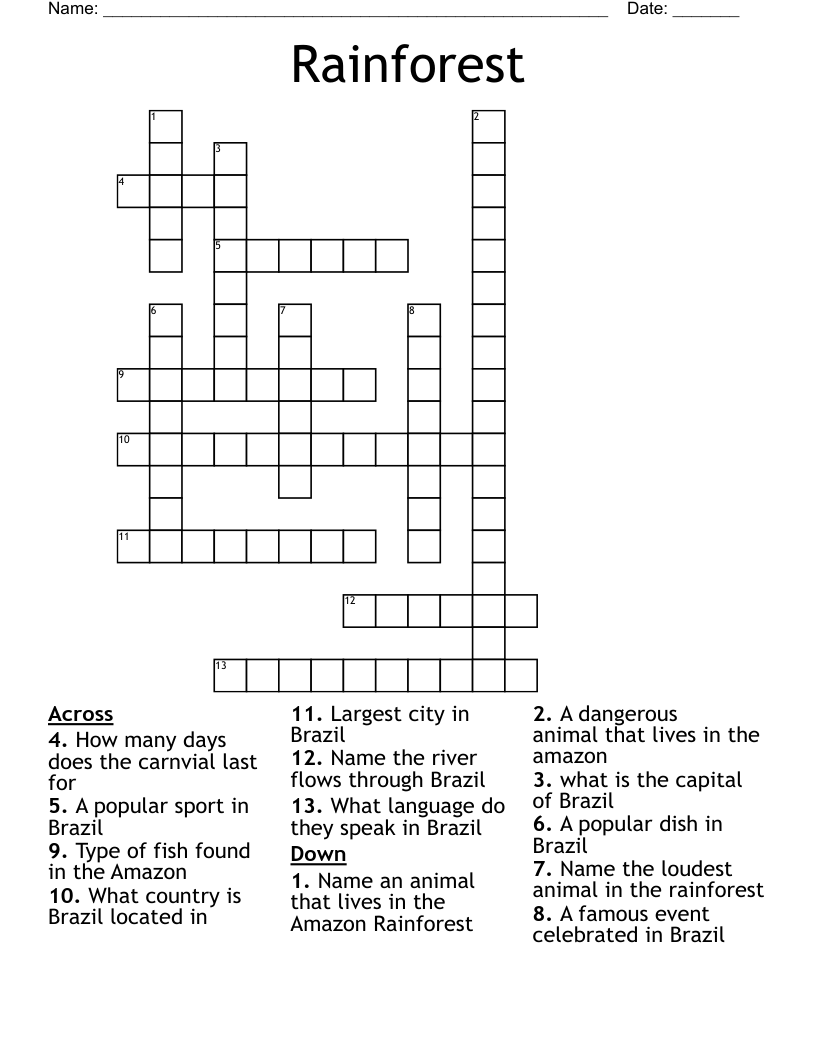 Brazil Crossword WordMint Brazil Crossword WordMint