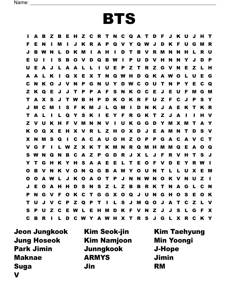 BTS Crossword WordMint