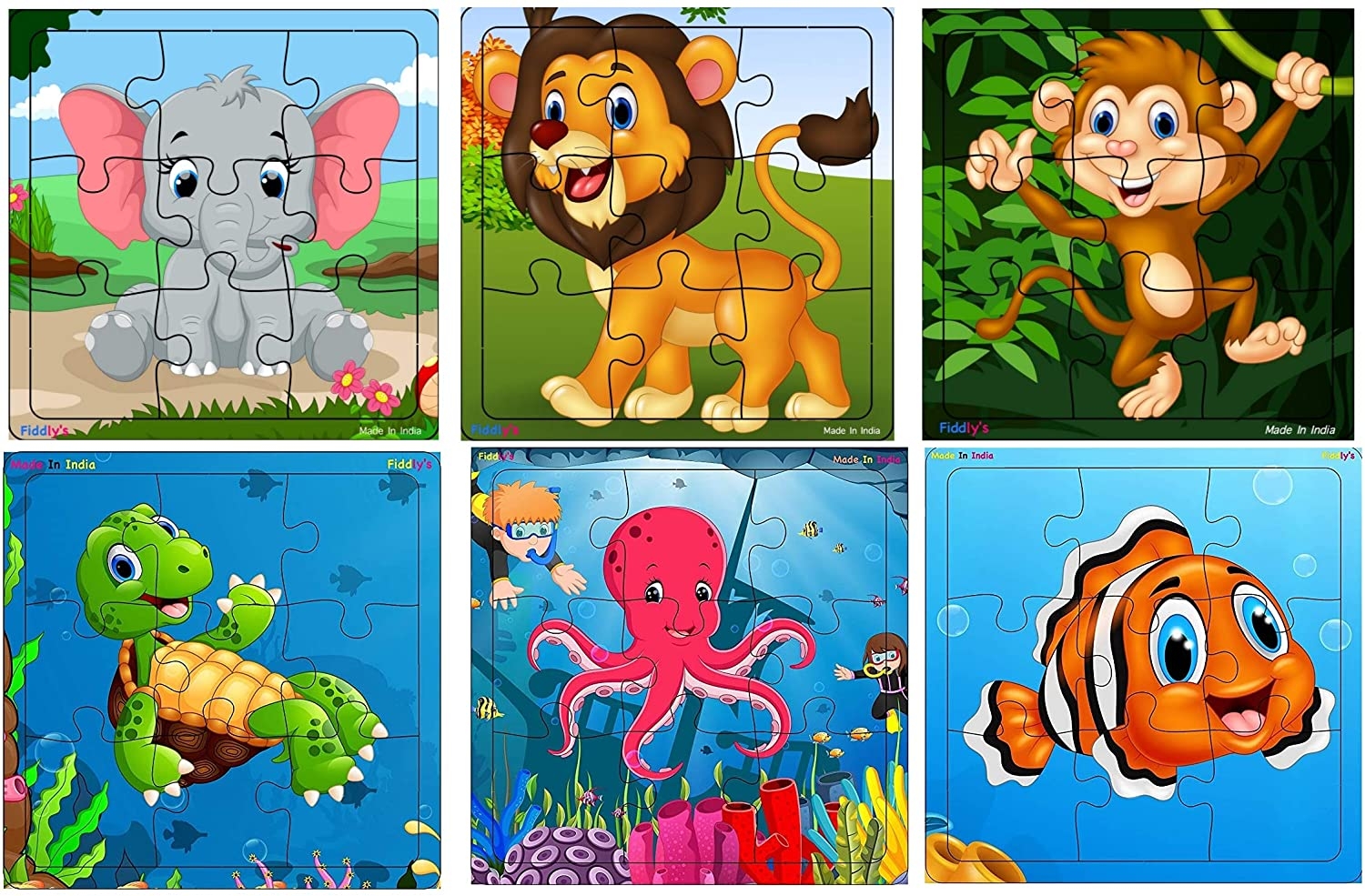 Buy Fiddlys Fiddly s Wood Jigsaw Puzzles For Kids Children 9 Pieces Animal Sea Pack Of 6 For Age 3 Online At Low Prices In India Amazon in Buy Fiddlys Fiddly s Wood Jigsaw Puzzles For Kids Children 9 Pieces Animal Sea Pack Of 6 For Age 3 Online At Low Prices In India Amazon in