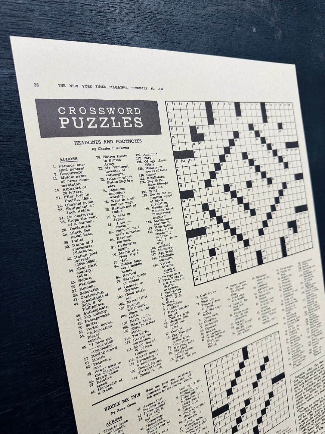 Buy Reprint Of The 1st NYT Crossword Puzzle Online In India Etsy Buy Reprint Of The 1st NYT Crossword Puzzle Online In India Etsy