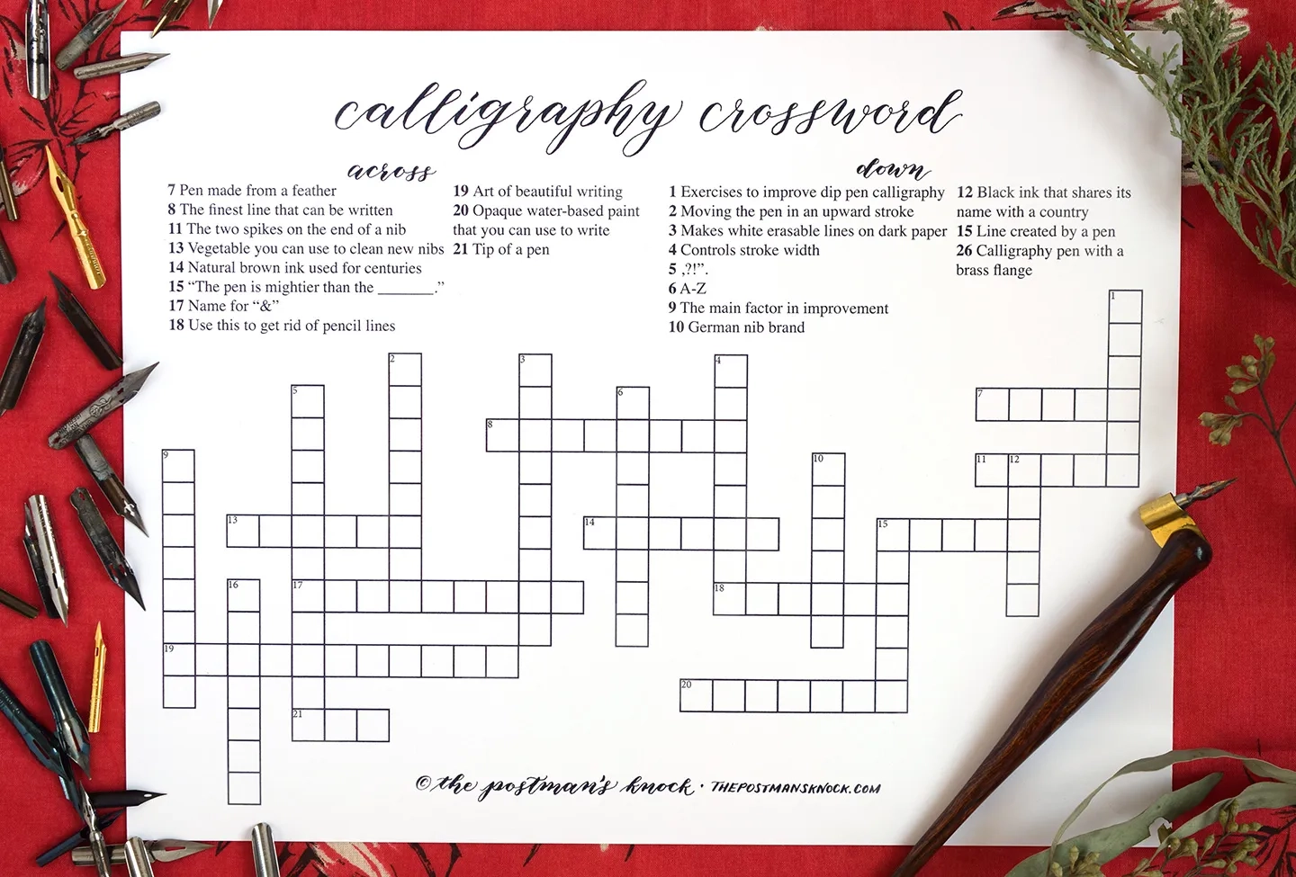 Calligraphy Crossword with A Prize The Postman s Knock Calligraphy Crossword with A Prize The Postman s Knock