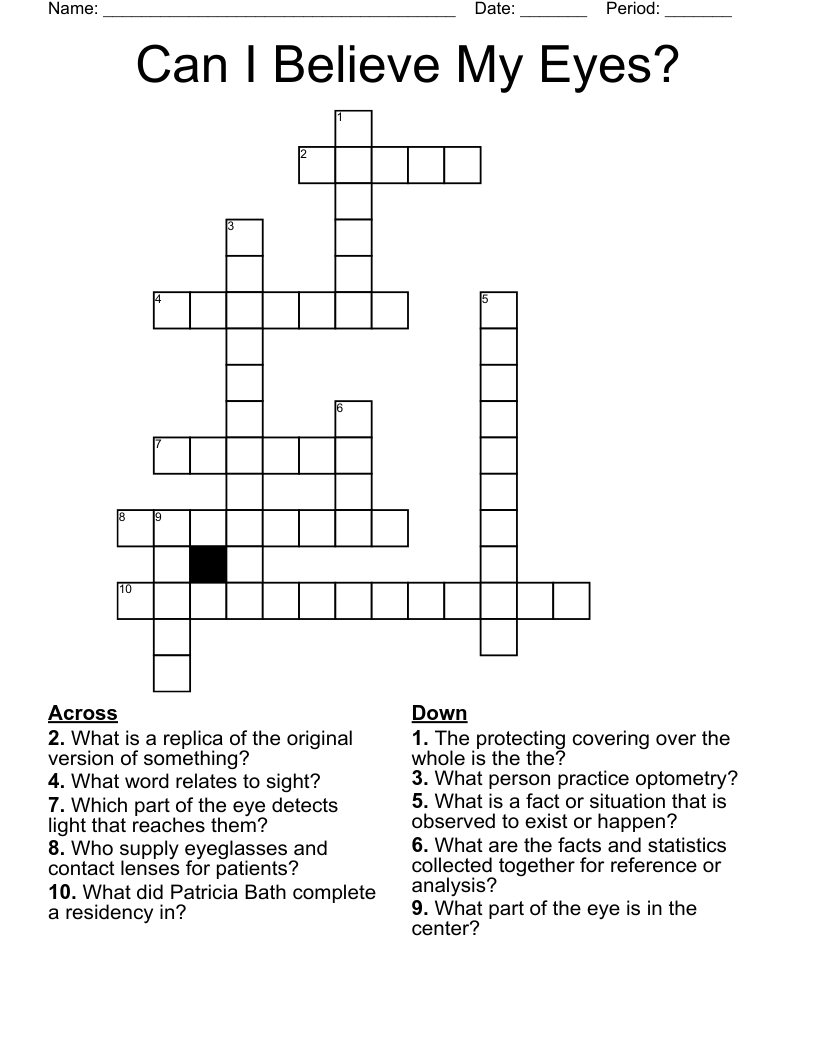 Can I Believe My Eyes Crossword WordMint Can I Believe My Eyes Crossword WordMint