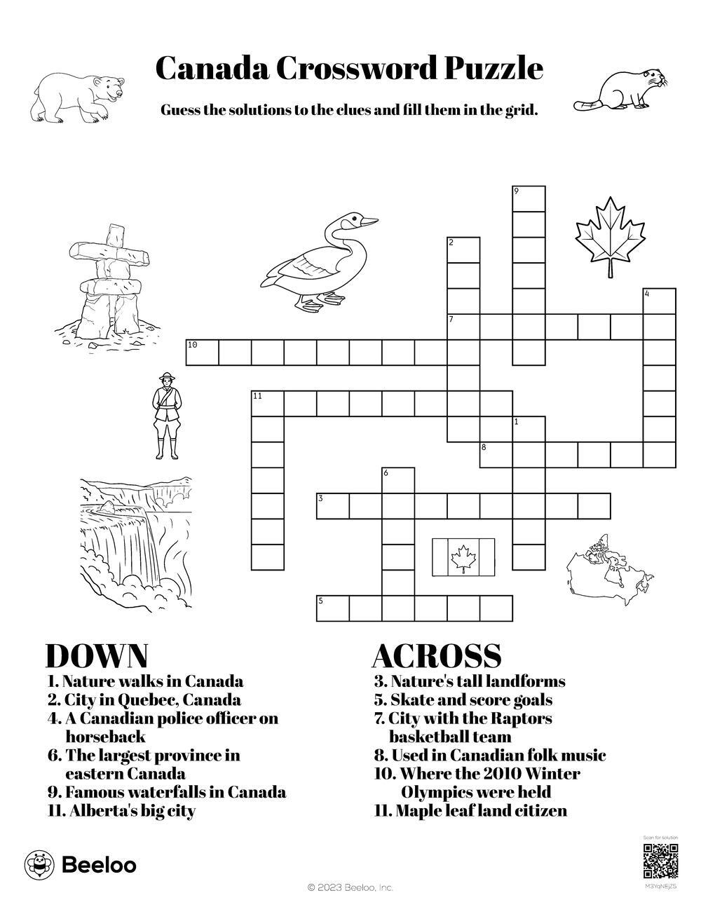 Canada Crossword Puzzle Beeloo Printable Crafts And Activities For Kids Canada Crossword Puzzle Beeloo Printable Crafts And Activities For Kids