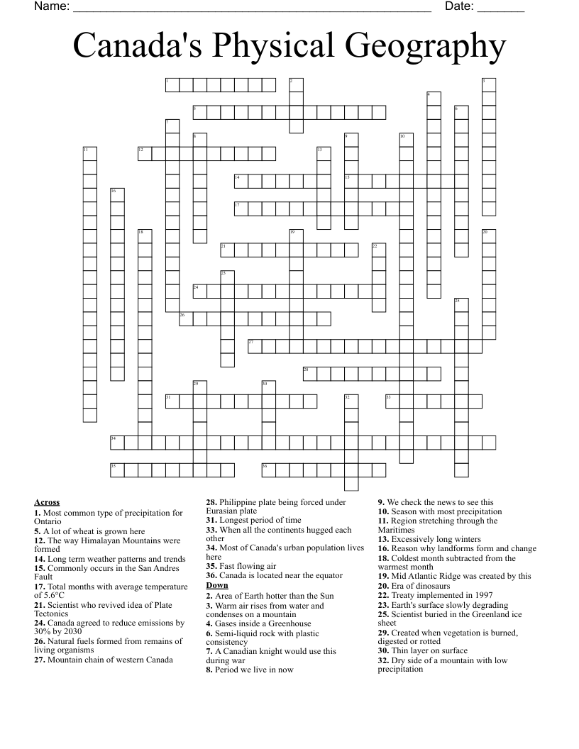 Printable Crossword Puzzles Canada Printable Crossword Puzzles Canada