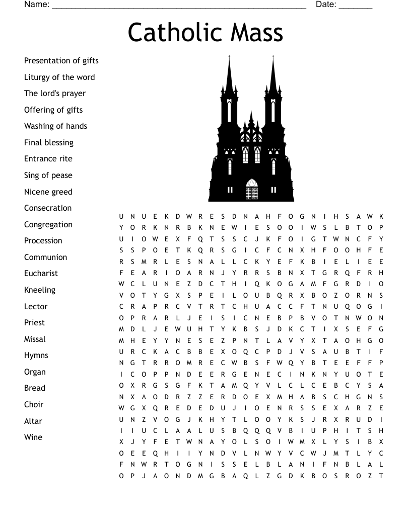 Catholic Mass Word Search WordMint Catholic Mass Word Search WordMint