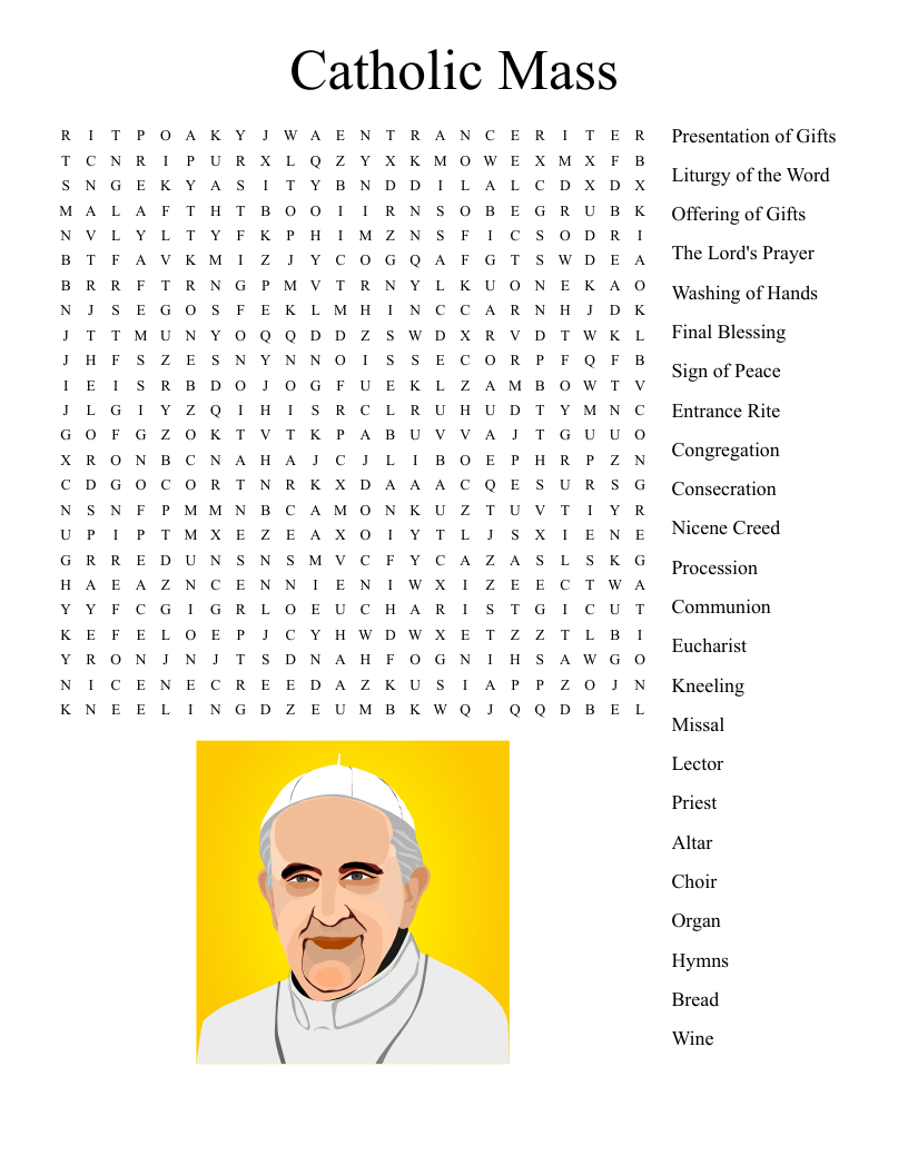Catholic Mass Word Search WordMint Catholic Mass Word Search WordMint
