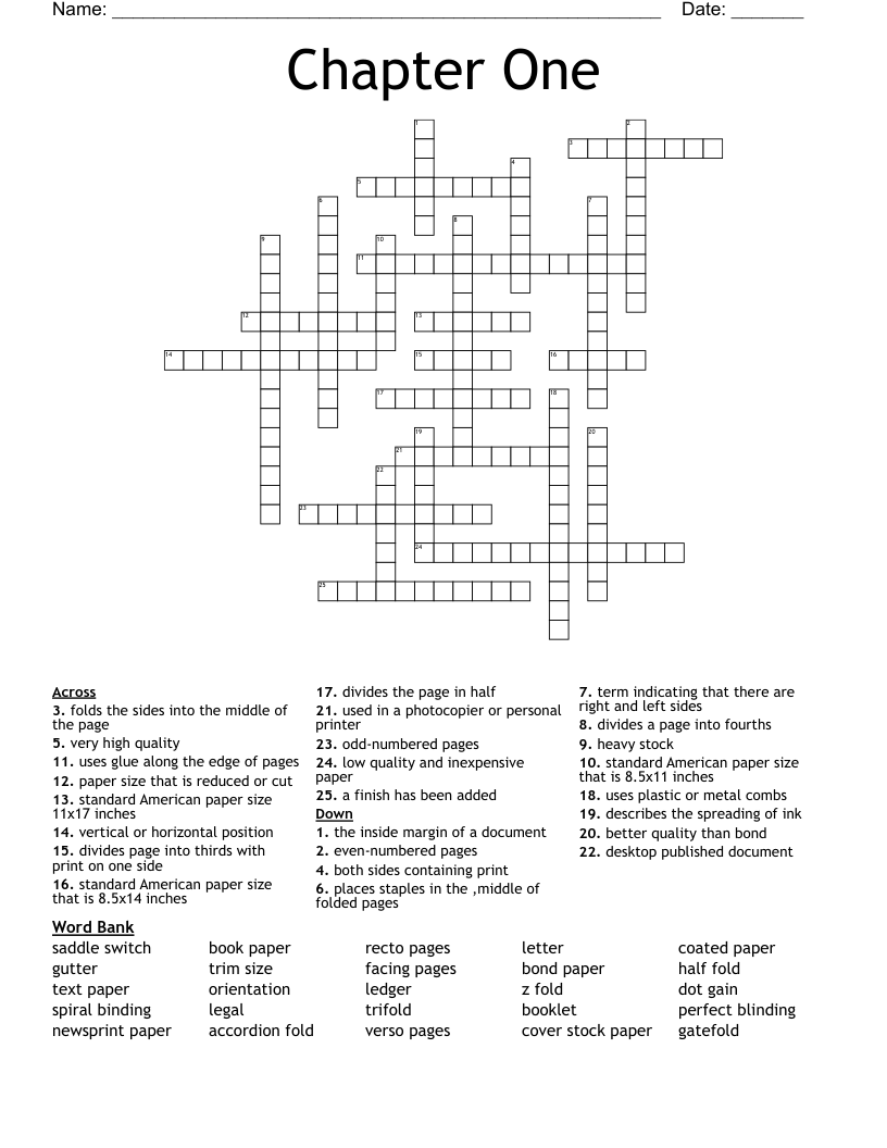 Chapter One Crossword WordMint Chapter One Crossword WordMint