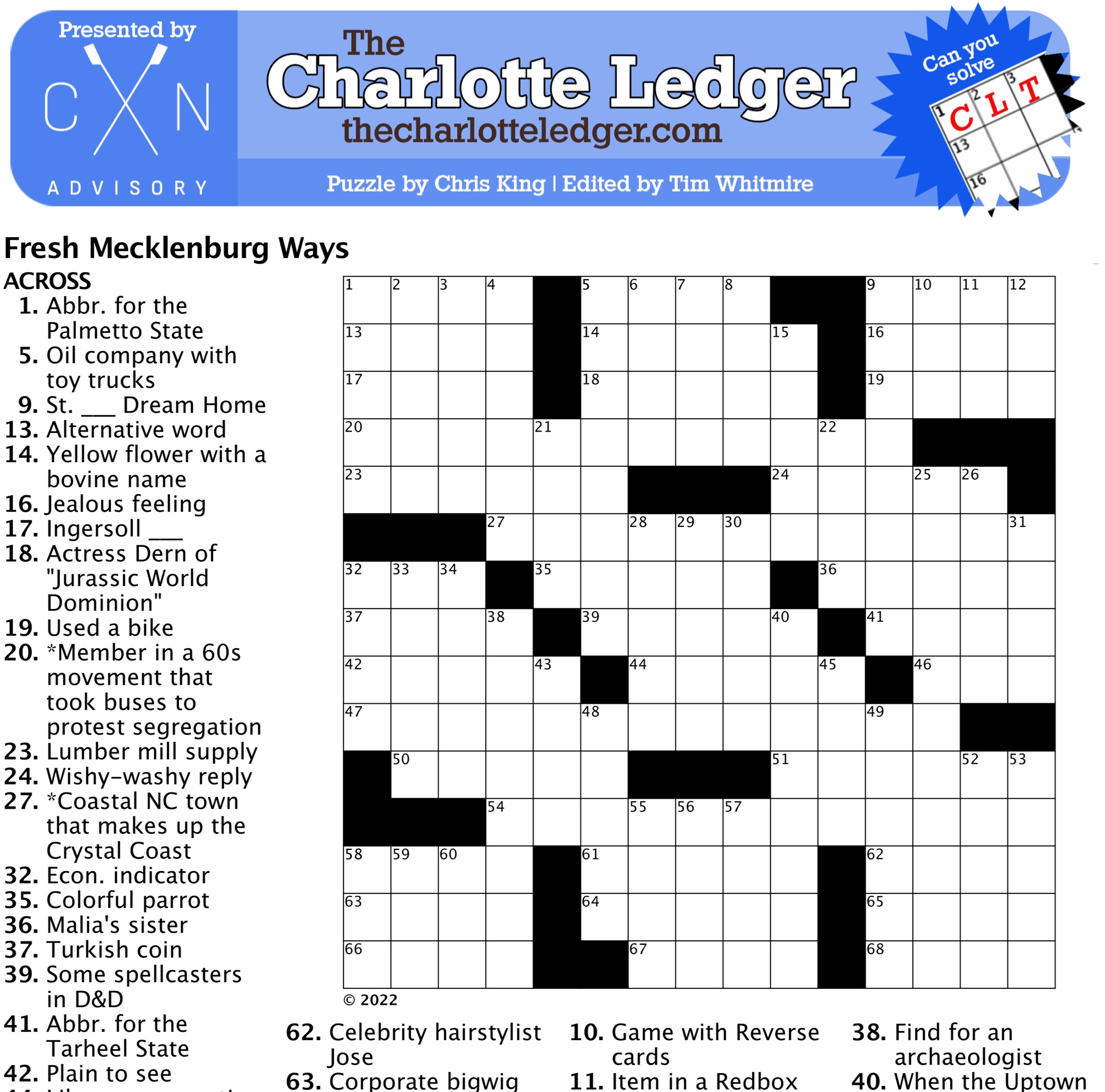 Charlotte Ledger Crosswords The Charlotte Ledger Charlotte Ledger Crosswords The Charlotte Ledger