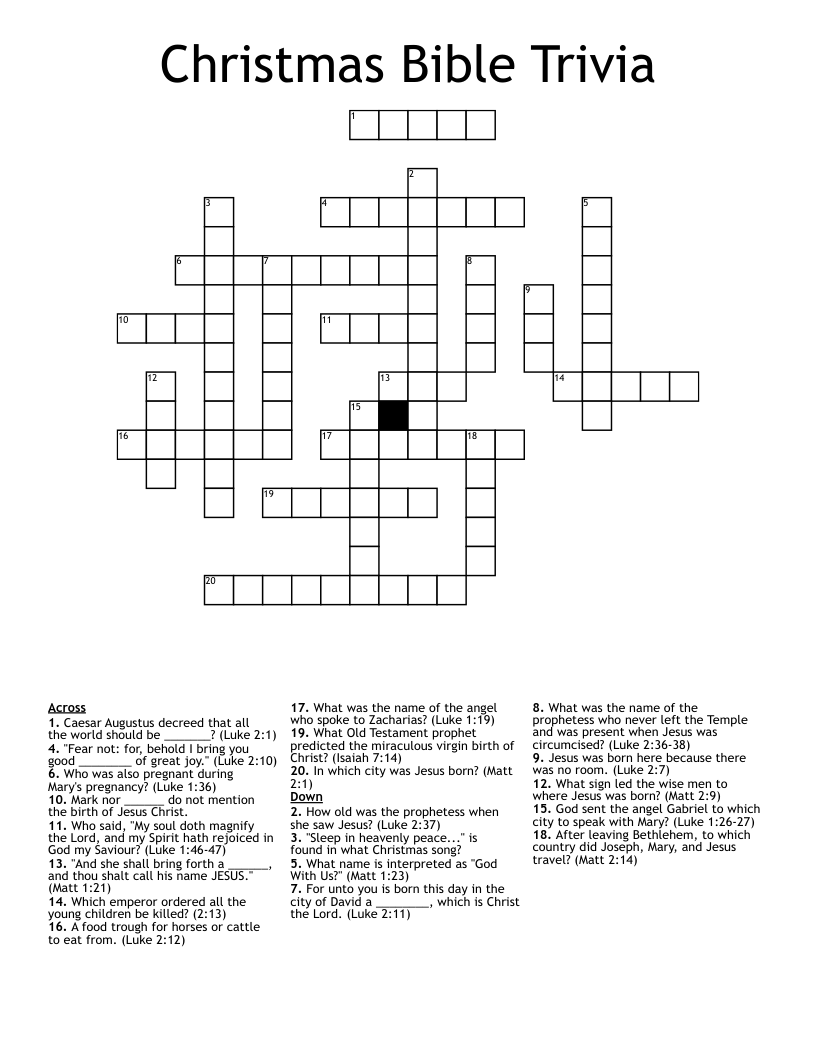 Christmas Bible Trivia Crossword WordMint Christmas Bible Trivia Crossword WordMint