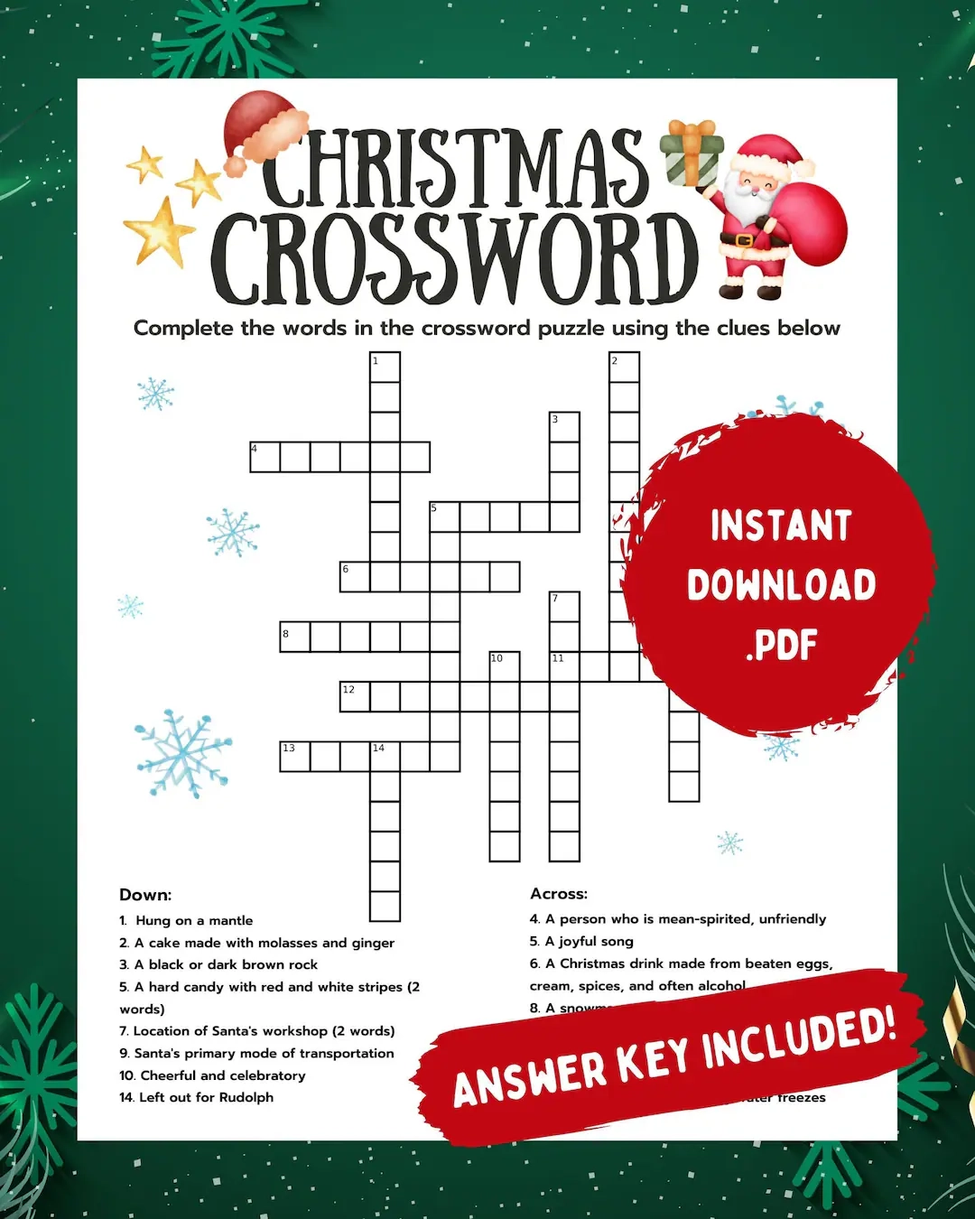 Printable Crossword Puzzles Christmas Printable Crossword Puzzles Christmas