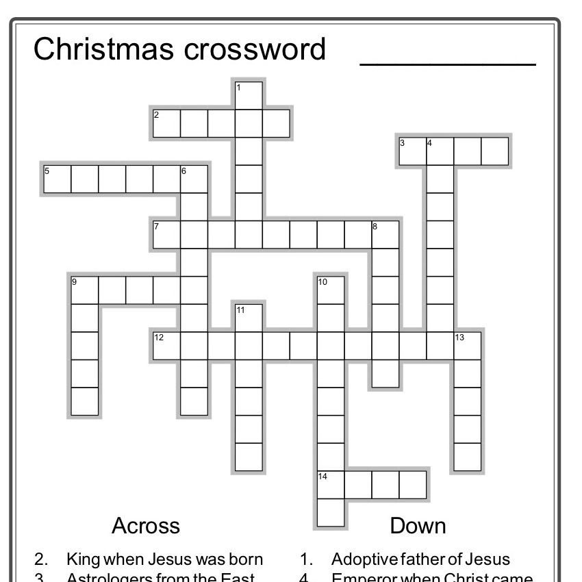 Printable Christian Christmas Crossword Puzzles Printable Christian Christmas Crossword Puzzles
