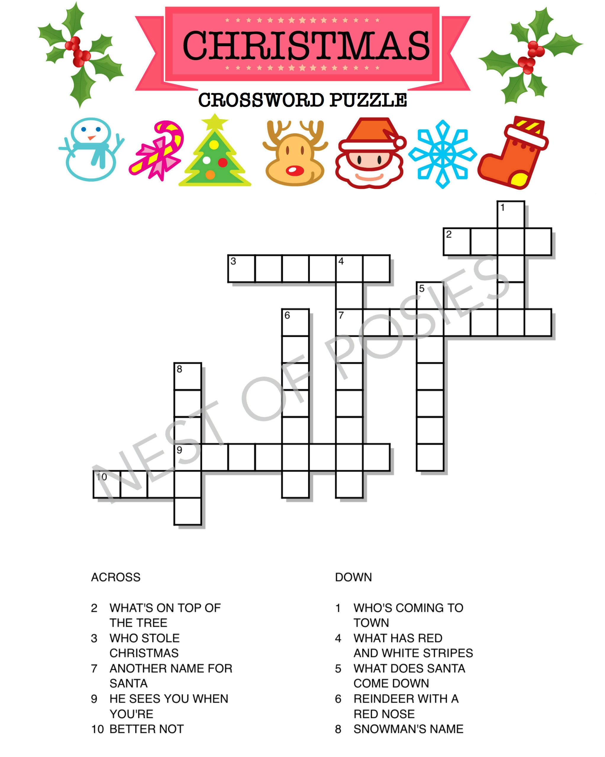 CHRISTMAS CROSSWORD PUZZLE LOGO Nest Of Posies CHRISTMAS CROSSWORD PUZZLE LOGO Nest Of Posies