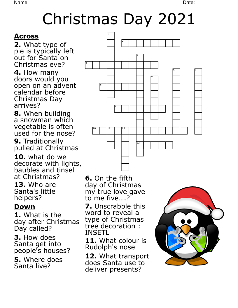 Xmas Crossword Puzzles Printable Xmas Crossword Puzzles Printable