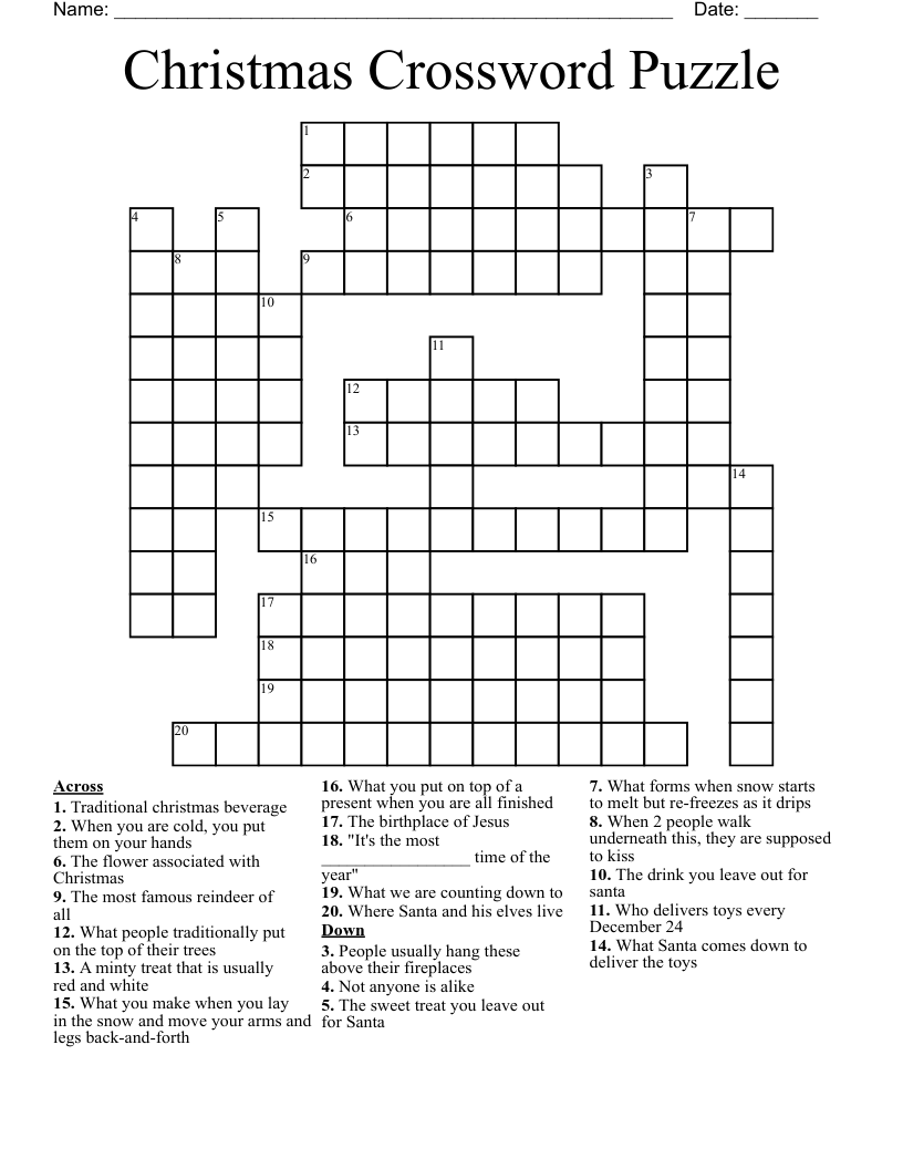 Christmas Crossword Puzzle WordMint Christmas Crossword Puzzle WordMint