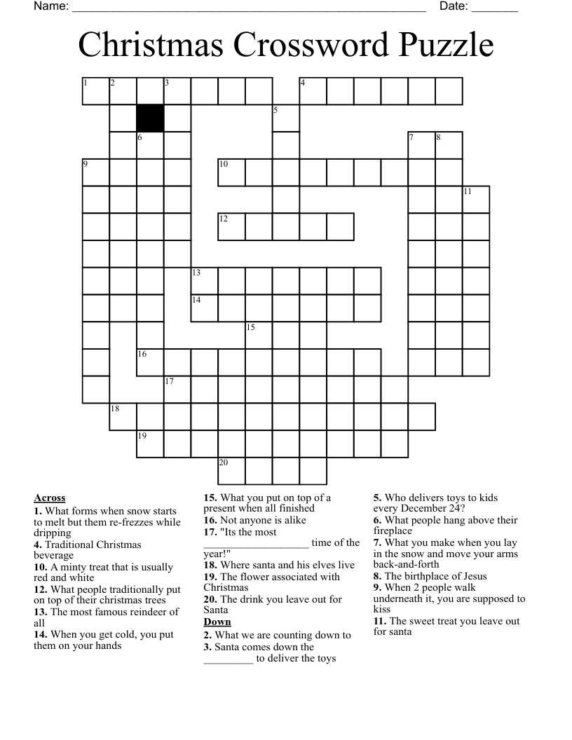 Christmas Crossword Puzzle WordMint Christmas Crossword Puzzle WordMint