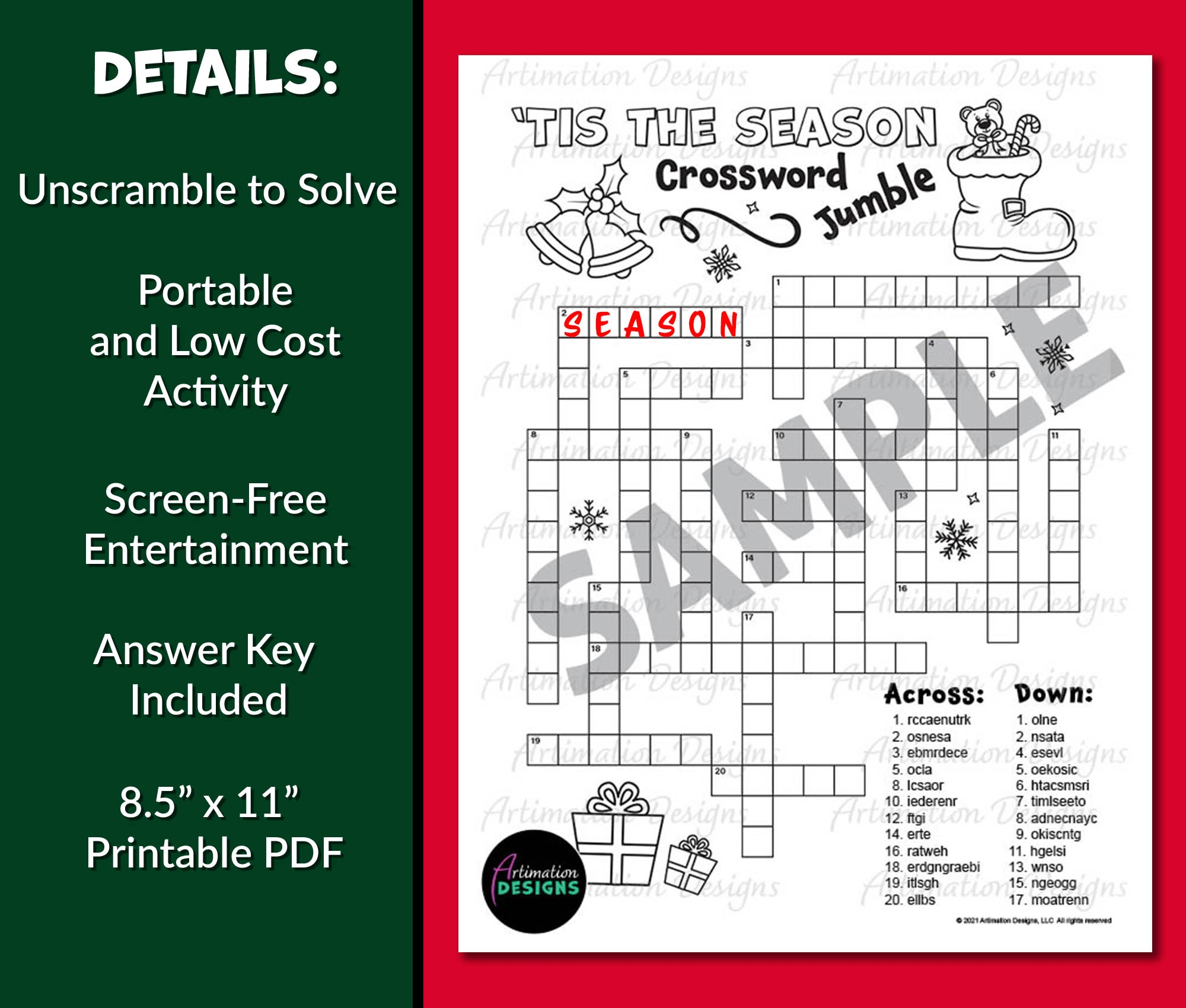 Christmas Crossword Word Puzzle Word Scramble Word Game Activity Classful Christmas Crossword Word Puzzle Word Scramble Word Game Activity Classful