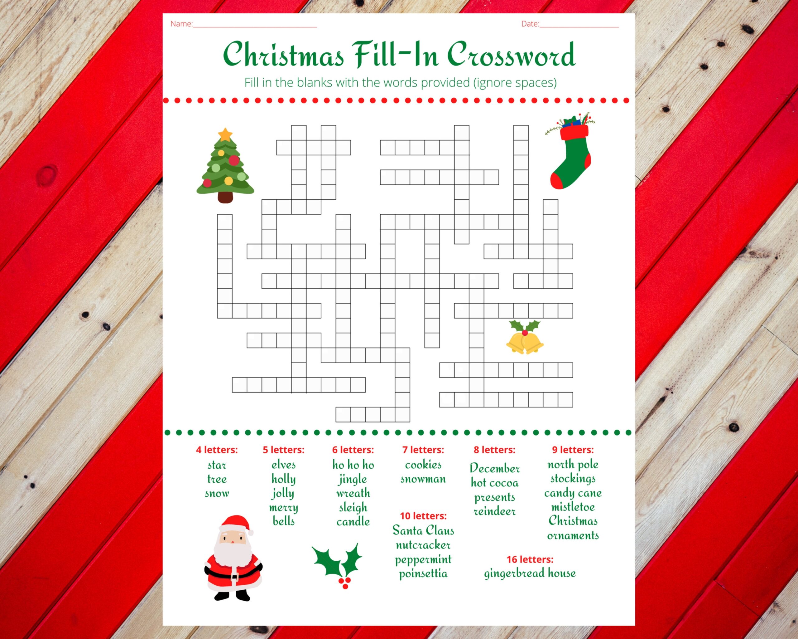 christmas holiday fill in crossword puzzle worksheet digital printable christmas holiday fill in crossword puzzle worksheet digital printable