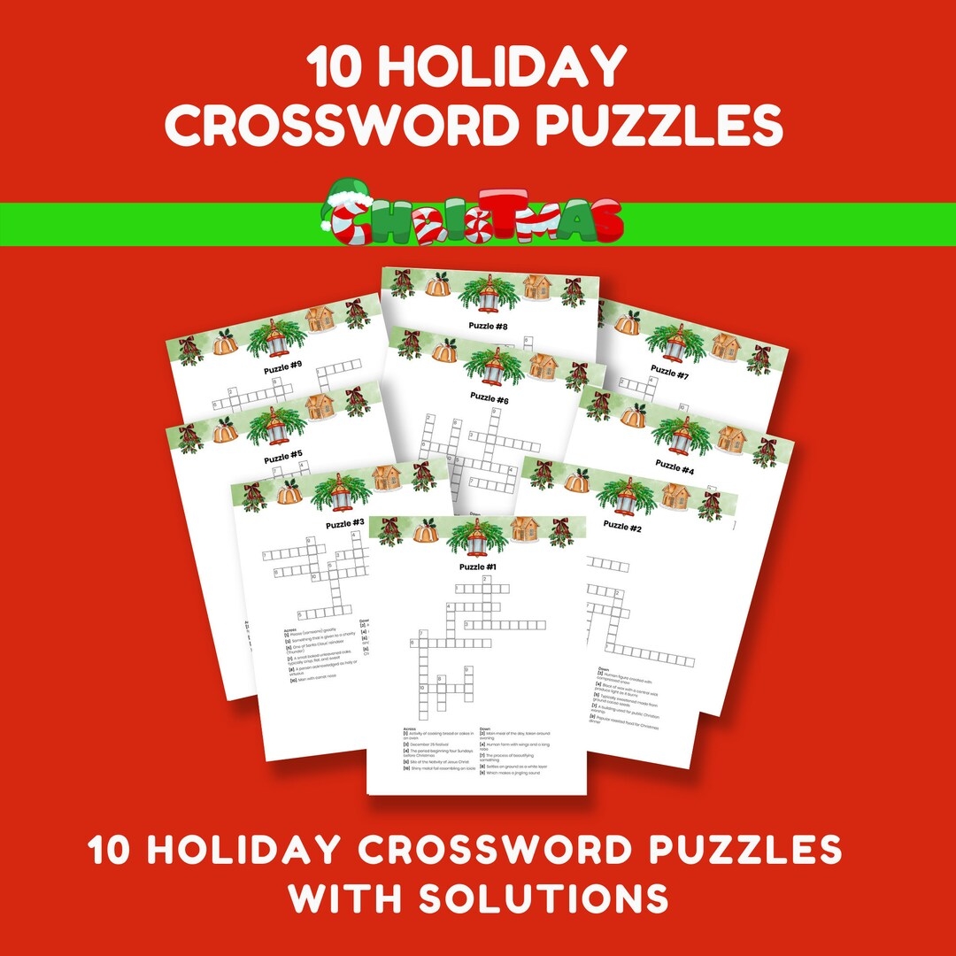 Christmas Holiday Printable Crossword Puzzles 10 Pack With Solutions Etsy UK Christmas Holiday Printable Crossword Puzzles 10 Pack With Solutions Etsy UK