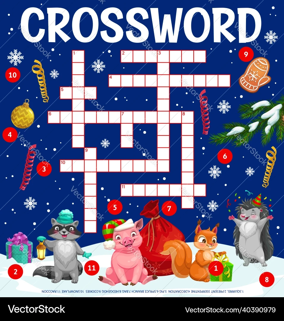 Christmas Kids Crossword Grid Worksheet Find Word Vector Image Christmas Kids Crossword Grid Worksheet Find Word Vector Image