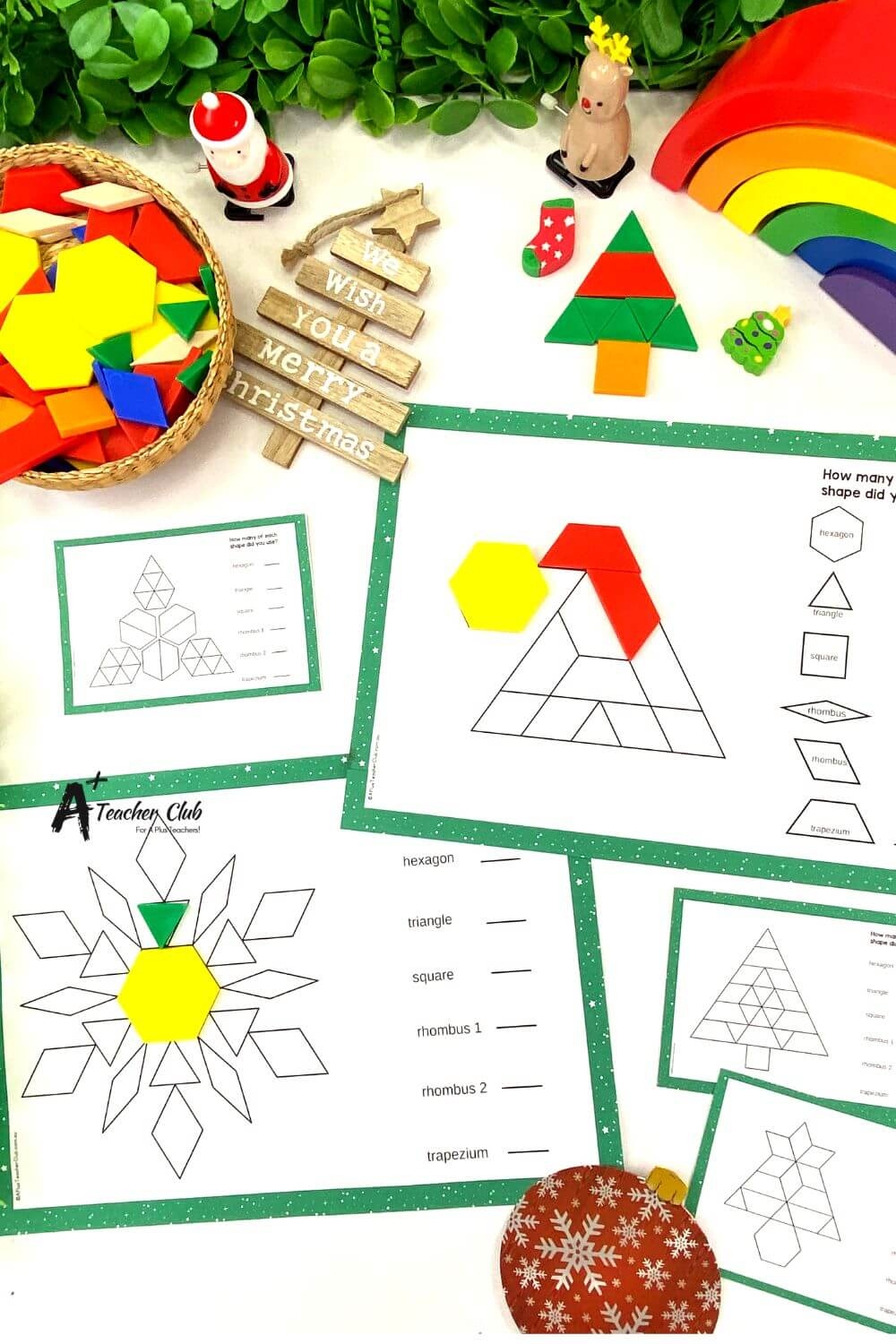 Christmas Pattern Block Puzzles A Plus Teacher Club Christmas Pattern Block Puzzles A Plus Teacher Club