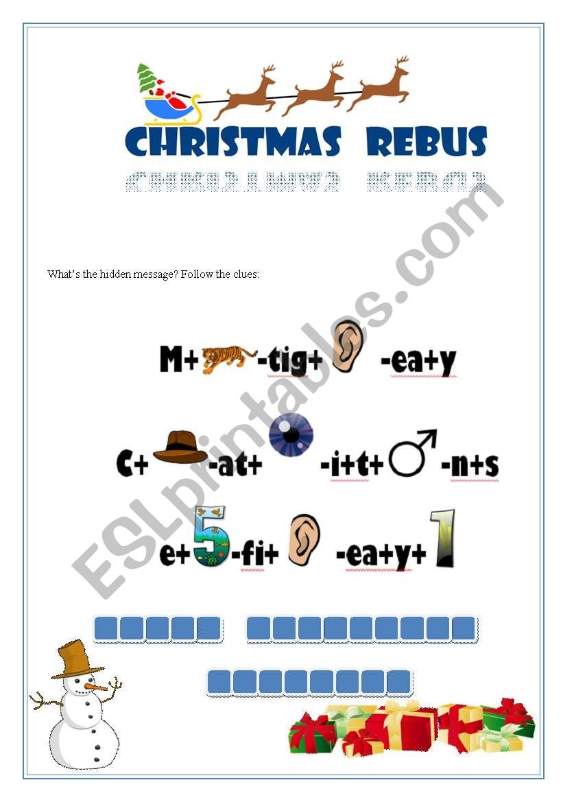 Christmas Rebus ESL Worksheet By Carolla Christmas Rebus ESL Worksheet By Carolla