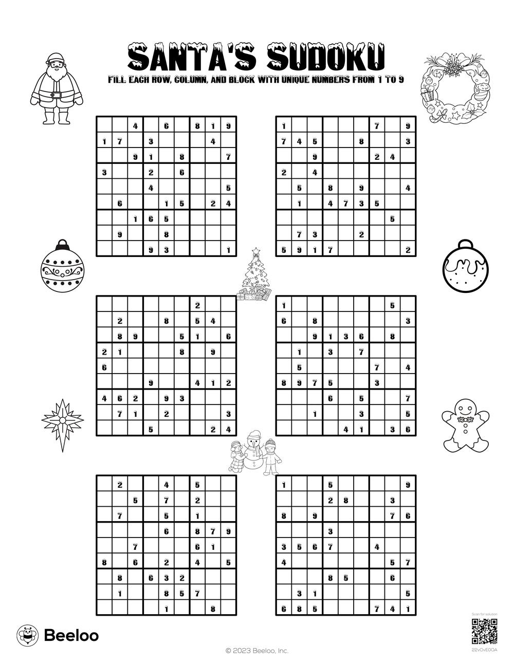 Christmas themed Sudoku Puzzles Beeloo Printable Crafts And Activities For Kids Christmas themed Sudoku Puzzles Beeloo Printable Crafts And Activities For Kids