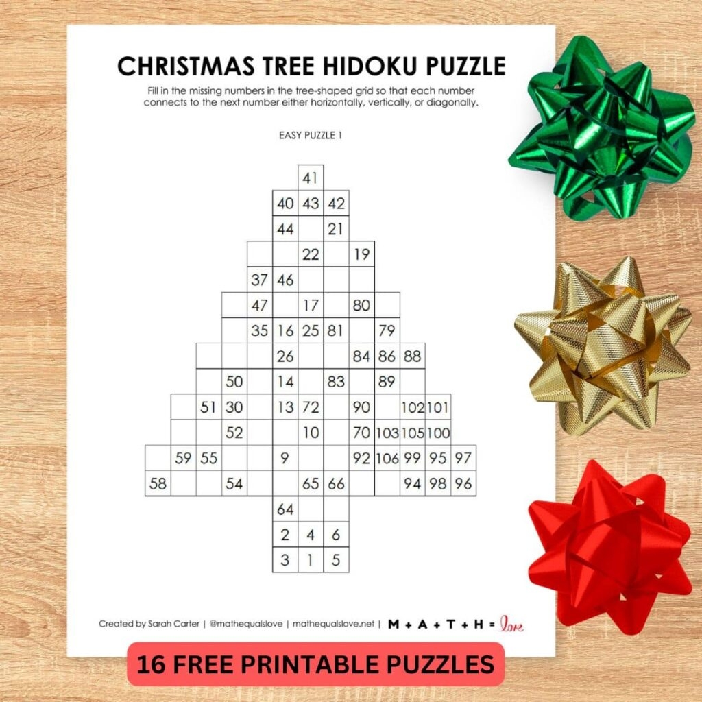 Christmas Tree Hidato Puzzles Free Printable PDF Christmas Tree Hidato Puzzles Free Printable PDF