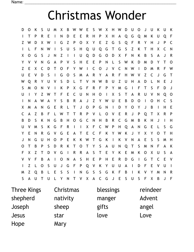 Christmas Wonder Word Search WordMint Christmas Wonder Word Search WordMint