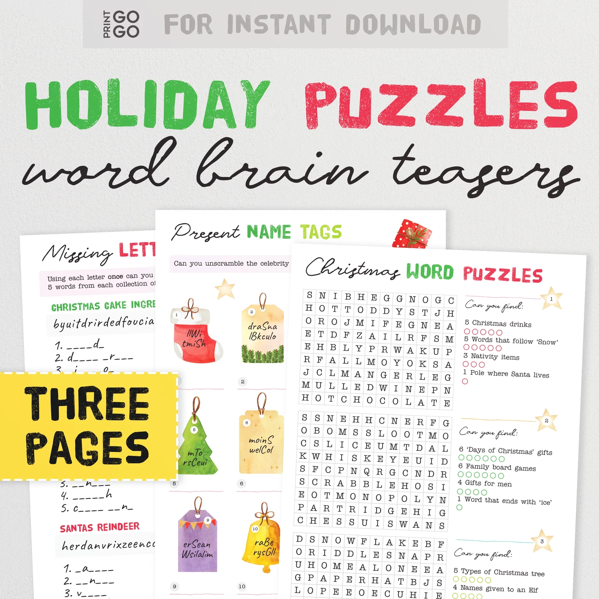 Christmas Word Puzzles Fun Holiday Brain Teaser Games Print GoGo Christmas Word Puzzles Fun Holiday Brain Teaser Games Print GoGo