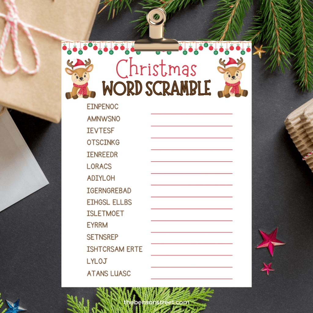 Christmas Word Scramble Printable Free Holiday Kids Puzzles The Benson Street Christmas Word Scramble Printable Free Holiday Kids Puzzles The Benson Street