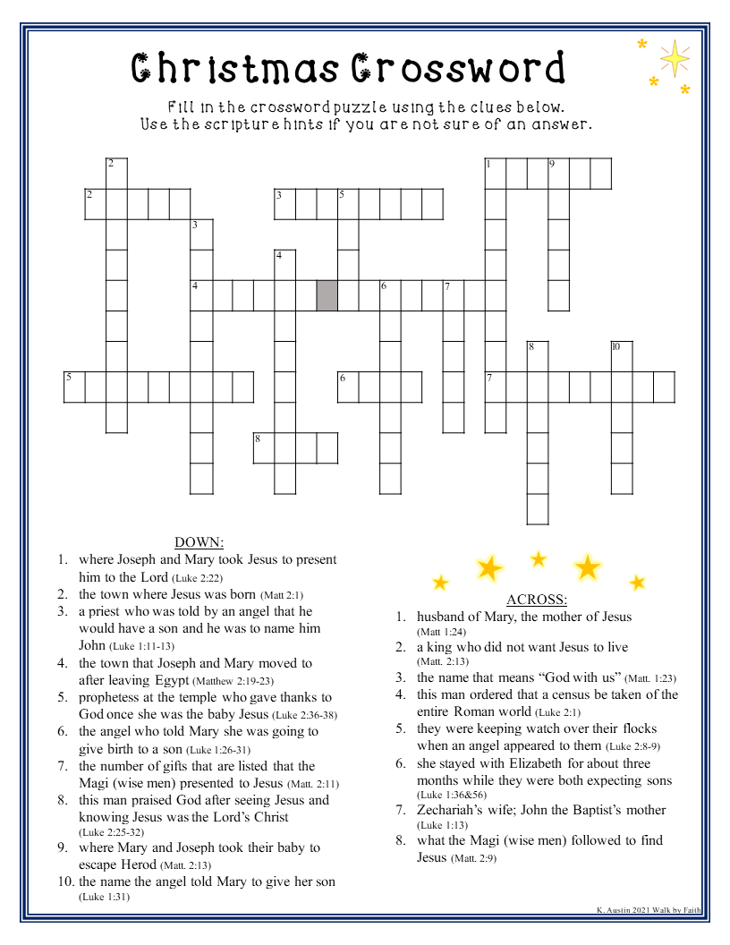 Free Printable Jesus Crossword Puzzles
