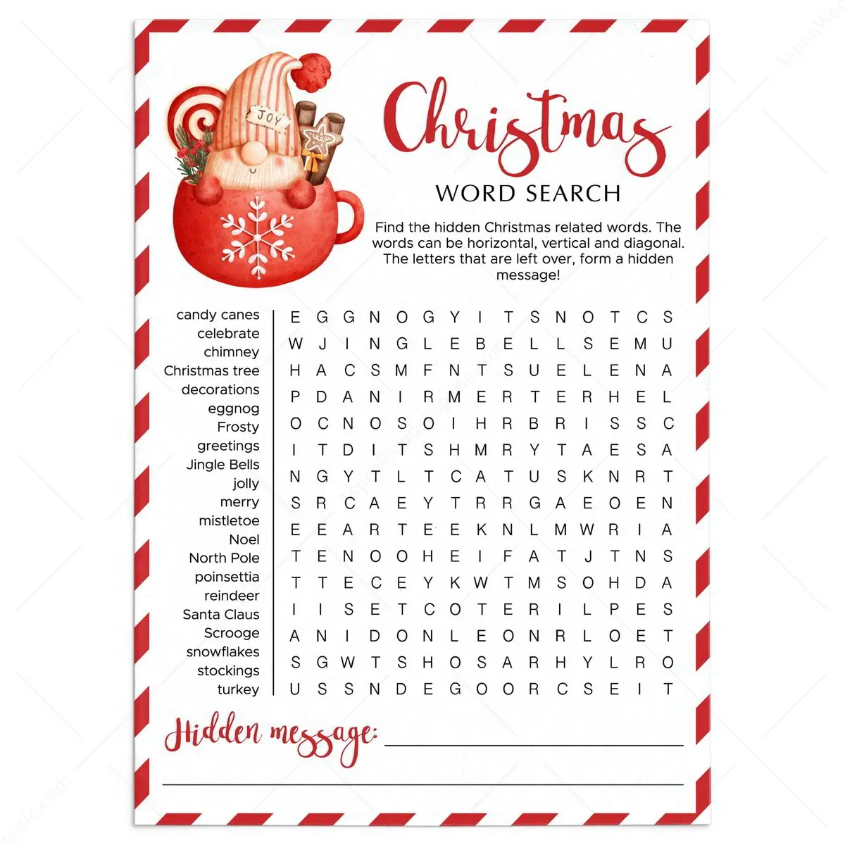 Christmas Word Search Printable With Hidden Message Printable Christmas Word Search Printable With Hidden Message Printable