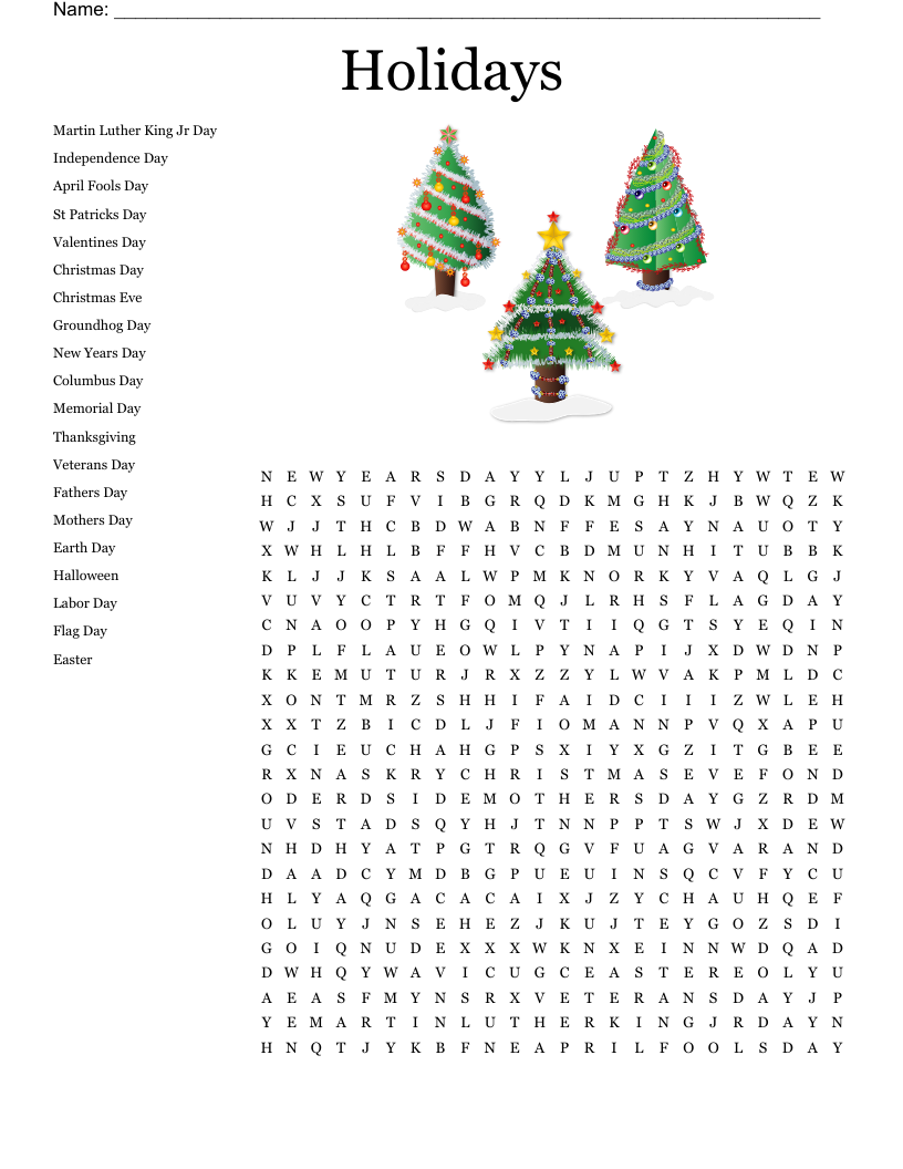 Christmas Word Search WordMint