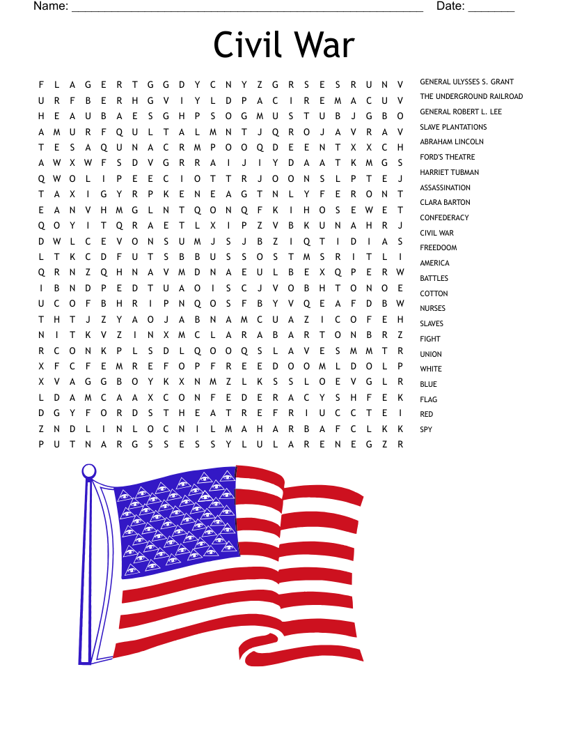 Free Printable Civil War Crossword Puzzles
