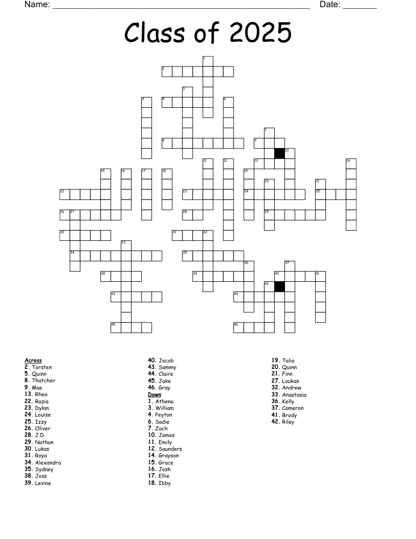 Class Of 2025 Crossword WordMint Class Of 2025 Crossword WordMint